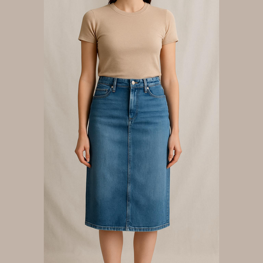Lauren Ralph Lauren Blue Denim Midi Skirt